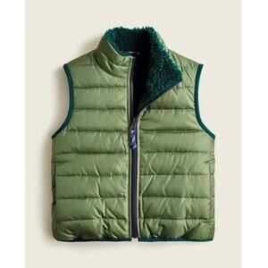 J. Crew Crewcuts Boys' Reversible Puffer Sherpa-Lined Green Vest